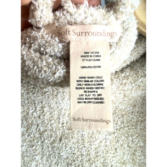 Soft Surroundings Women's One size cream/gray Open Vest lagenlook pockets fuzzy - Picture 3 of 5